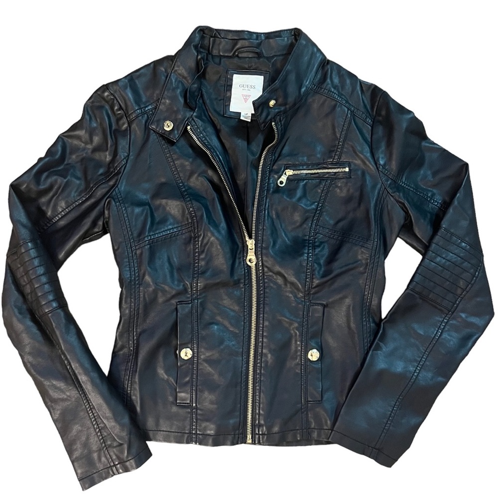 Guess Black Small Vegan Leather Jacket